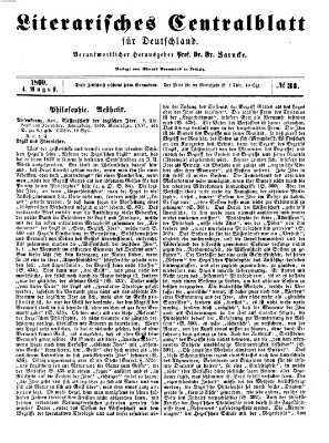 Literarisches Zentralblatt für Deutschland Samstag 4. August 1860