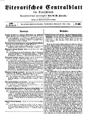 Literarisches Zentralblatt für Deutschland Samstag 11. August 1860