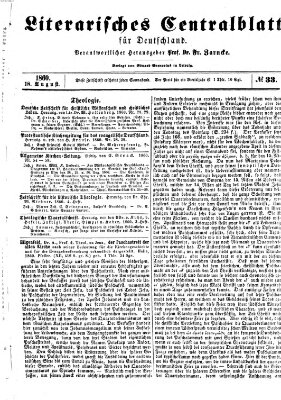 Literarisches Zentralblatt für Deutschland Samstag 18. August 1860