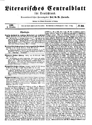 Literarisches Zentralblatt für Deutschland Samstag 6. Oktober 1860