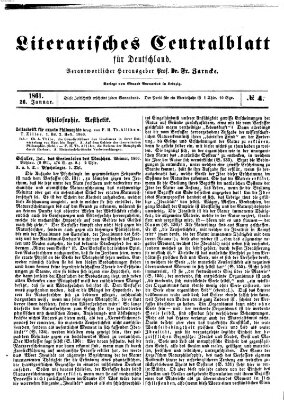 Literarisches Zentralblatt für Deutschland Samstag 26. Januar 1861