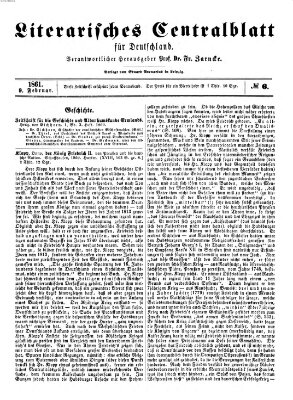 Literarisches Zentralblatt für Deutschland Samstag 9. Februar 1861