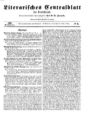 Literarisches Zentralblatt für Deutschland Samstag 23. Februar 1861