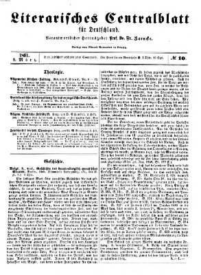 Literarisches Zentralblatt für Deutschland Samstag 9. März 1861