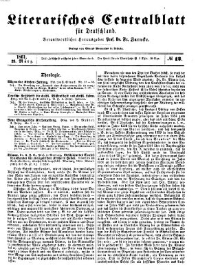 Literarisches Zentralblatt für Deutschland Samstag 23. März 1861