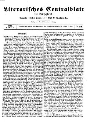 Literarisches Zentralblatt für Deutschland Samstag 4. Mai 1861