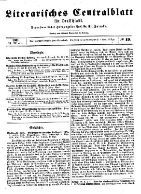 Literarisches Zentralblatt für Deutschland Samstag 11. Mai 1861