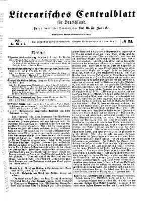 Literarisches Zentralblatt für Deutschland Samstag 25. Mai 1861