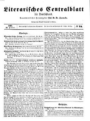 Literarisches Zentralblatt für Deutschland Sonntag 16. Juni 1861