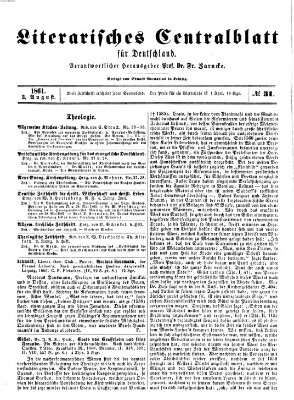 Literarisches Zentralblatt für Deutschland Samstag 3. August 1861