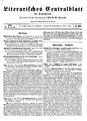 Literarisches Zentralblatt für Deutschland Samstag 10. August 1861