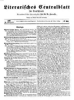 Literarisches Zentralblatt für Deutschland Samstag 24. August 1861