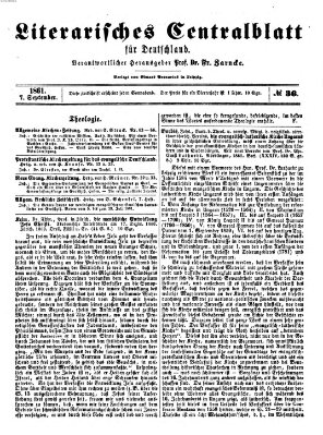 Literarisches Zentralblatt für Deutschland Samstag 7. September 1861