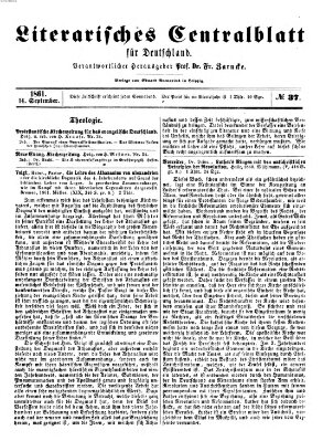 Literarisches Zentralblatt für Deutschland Samstag 14. September 1861