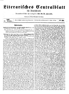 Literarisches Zentralblatt für Deutschland Samstag 30. November 1861