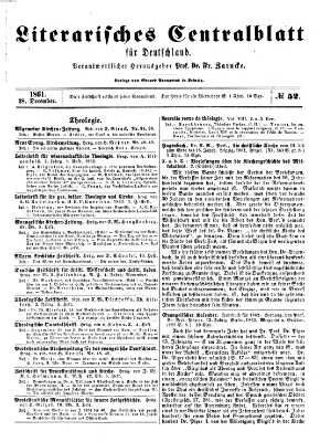 Literarisches Zentralblatt für Deutschland Samstag 28. Dezember 1861