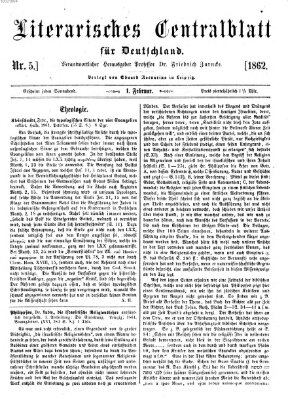 Literarisches Zentralblatt für Deutschland Samstag 1. Februar 1862