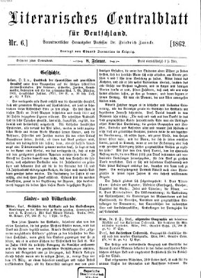 Literarisches Zentralblatt für Deutschland Samstag 8. Februar 1862