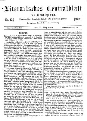 Literarisches Zentralblatt für Deutschland Samstag 22. März 1862