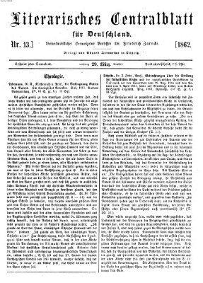 Literarisches Zentralblatt für Deutschland Samstag 29. März 1862