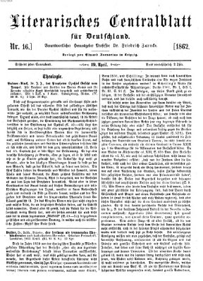 Literarisches Zentralblatt für Deutschland Samstag 19. April 1862