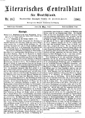 Literarisches Zentralblatt für Deutschland Samstag 3. Mai 1862