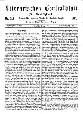 Literarisches Zentralblatt für Deutschland Samstag 24. Mai 1862