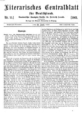 Literarisches Zentralblatt für Deutschland Samstag 21. Juni 1862