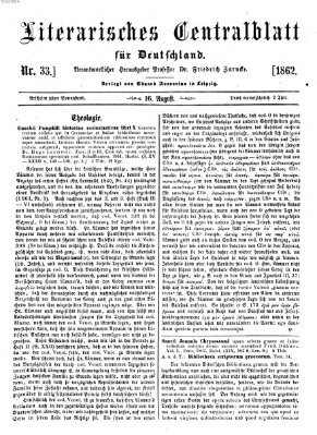 Literarisches Zentralblatt für Deutschland Samstag 16. August 1862