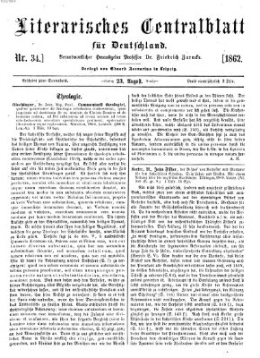 Literarisches Zentralblatt für Deutschland Samstag 23. August 1862