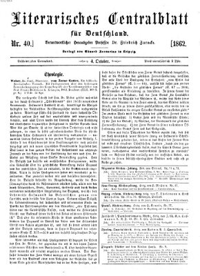 Literarisches Zentralblatt für Deutschland Samstag 4. Oktober 1862