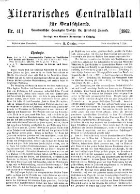 Literarisches Zentralblatt für Deutschland Samstag 11. Oktober 1862