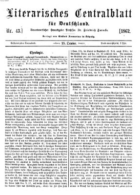 Literarisches Zentralblatt für Deutschland Samstag 25. Oktober 1862