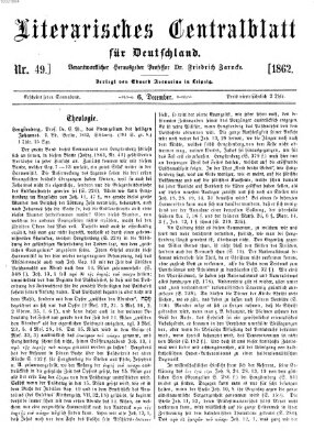 Literarisches Zentralblatt für Deutschland Samstag 6. Dezember 1862