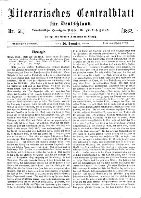 Literarisches Zentralblatt für Deutschland Samstag 20. Dezember 1862