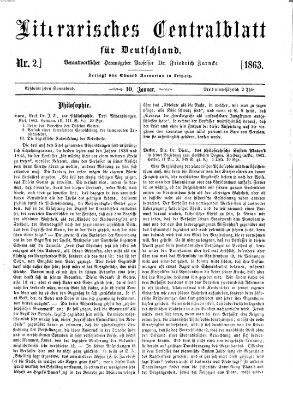 Literarisches Zentralblatt für Deutschland Samstag 10. Januar 1863