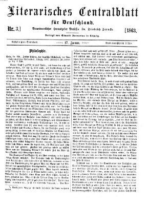 Literarisches Zentralblatt für Deutschland Samstag 17. Januar 1863