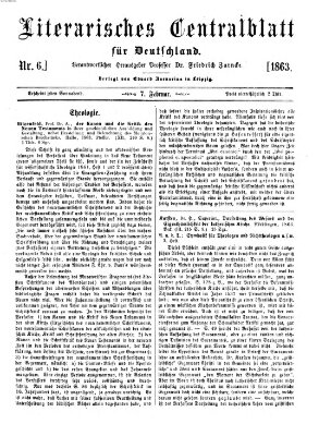 Literarisches Zentralblatt für Deutschland Samstag 7. Februar 1863