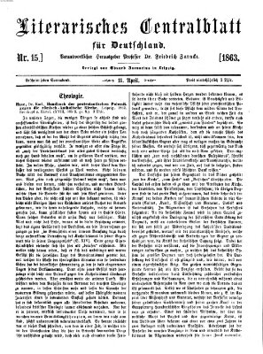 Literarisches Zentralblatt für Deutschland Samstag 11. April 1863