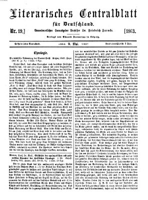 Literarisches Zentralblatt für Deutschland Samstag 9. Mai 1863