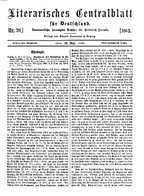 Literarisches Zentralblatt für Deutschland Samstag 16. Mai 1863