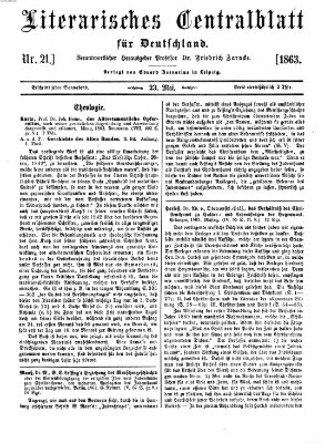 Literarisches Zentralblatt für Deutschland Samstag 23. Mai 1863