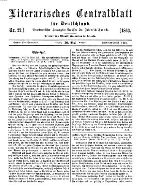 Literarisches Zentralblatt für Deutschland Samstag 30. Mai 1863