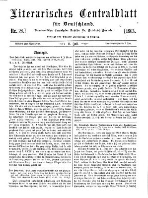 Literarisches Zentralblatt für Deutschland Samstag 11. Juli 1863