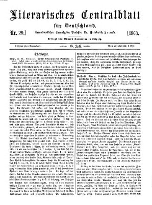 Literarisches Zentralblatt für Deutschland Samstag 18. Juli 1863