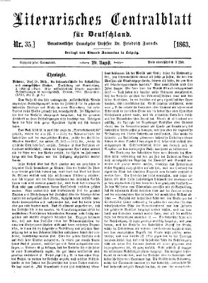 Literarisches Zentralblatt für Deutschland Samstag 29. August 1863