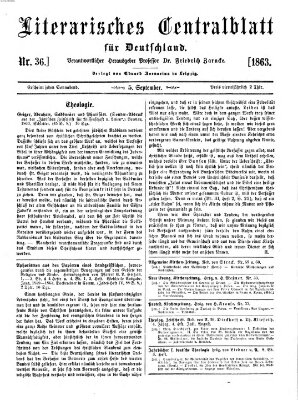 Literarisches Zentralblatt für Deutschland Samstag 5. September 1863