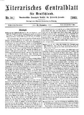 Literarisches Zentralblatt für Deutschland Samstag 19. September 1863