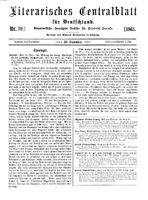 Literarisches Zentralblatt für Deutschland Samstag 26. September 1863