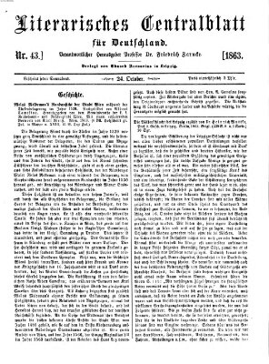 Literarisches Zentralblatt für Deutschland Samstag 24. Oktober 1863